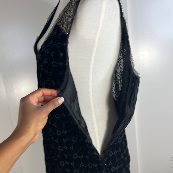 FREE PEOPLE black velvet beaded neck shift dress - Picture 13 of 16